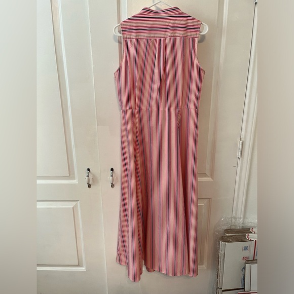 Calvin Klein tie front maxi dress. Size 10. pink with stripes. Sleeveless. - Picture 3 of 7